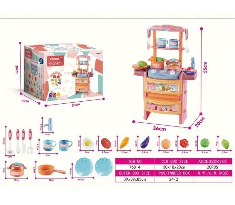 Kitchen Set W/Sound+Light,P Bx
