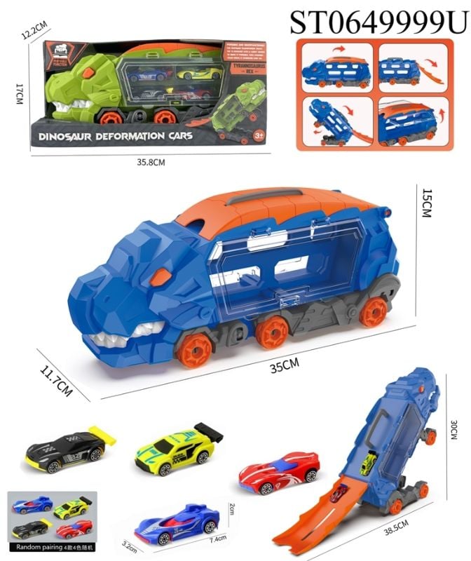 Dinosaur Deformation Truck W/4Pcs Cars,