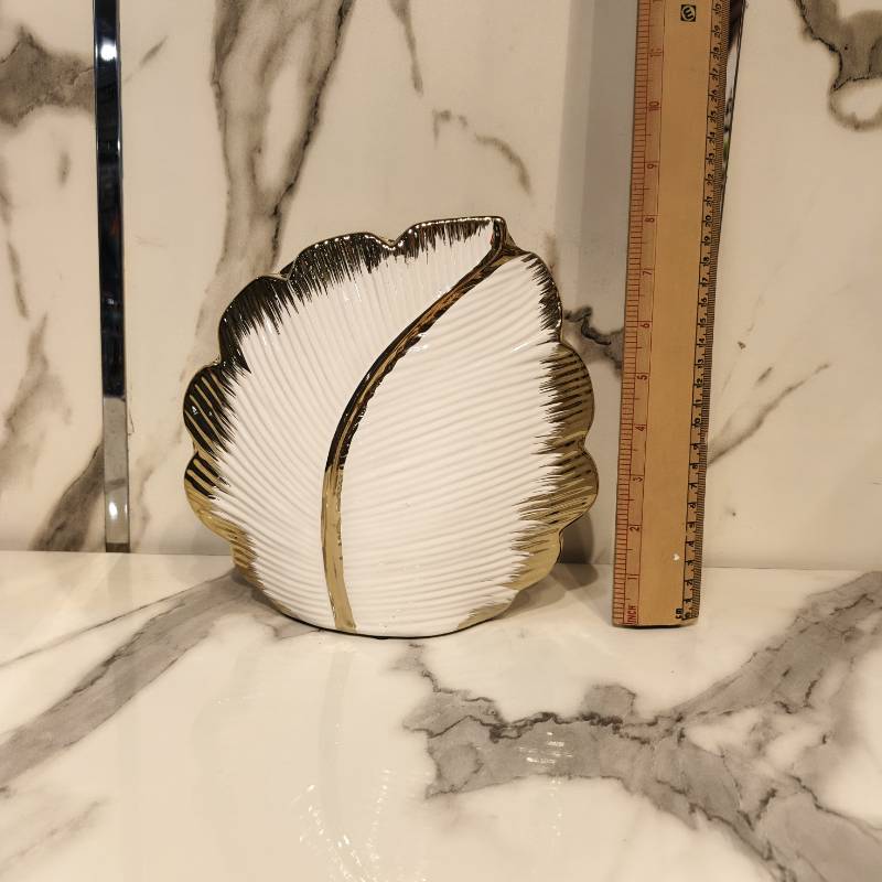 Leaf Shaped White Vase