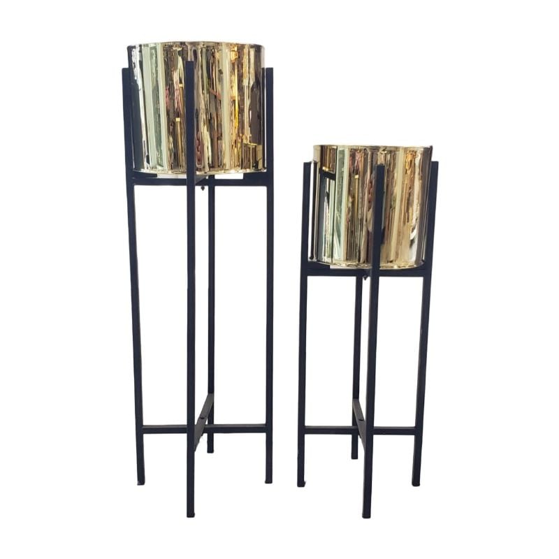 Matt Black & Golden Pot {2pcs set}