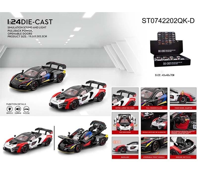 1:24 McLaren P1 GTR Diecast Toy Car W/Light Sound {Each Piece}