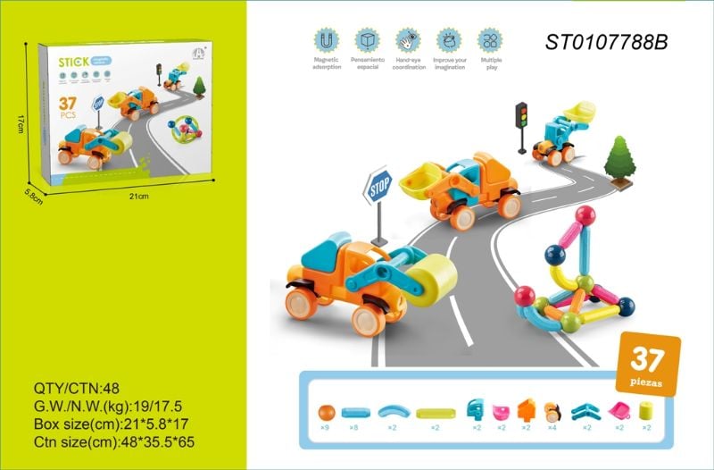 37Pcs Magnetic Block Set, P.Bx