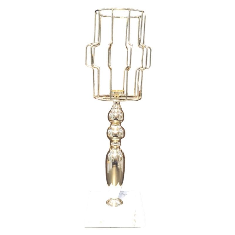 Gold caged candle holder