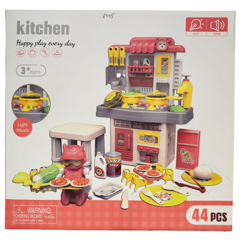Kitchen Set, W/Sound &Light, 2 Clrs Mix,