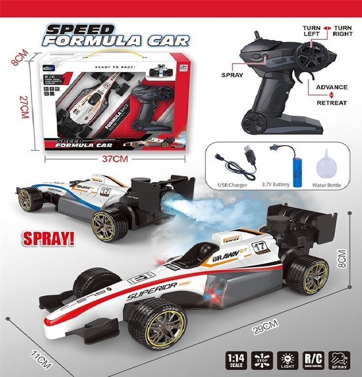 1:14 R/C Racing Car, W/Light&Smoke, W/3.