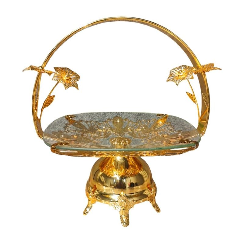 Metal And Glass Decorative Serving Platt