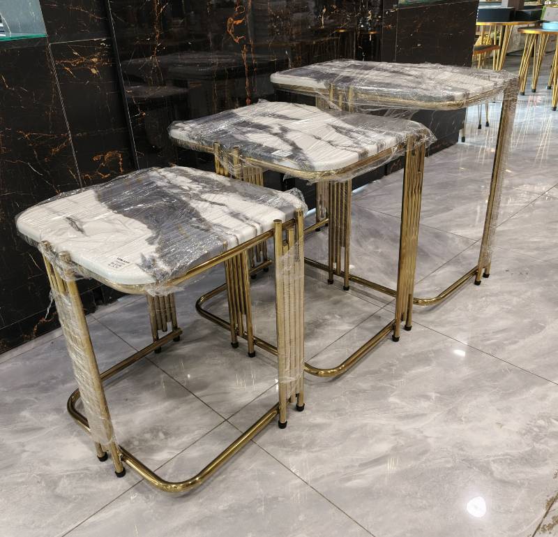 Nesting Golden Circular Table Set