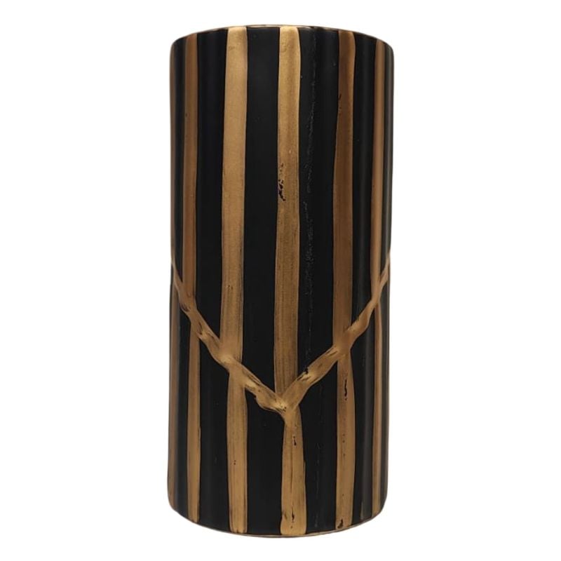 Black Golden Straight Medium Vase