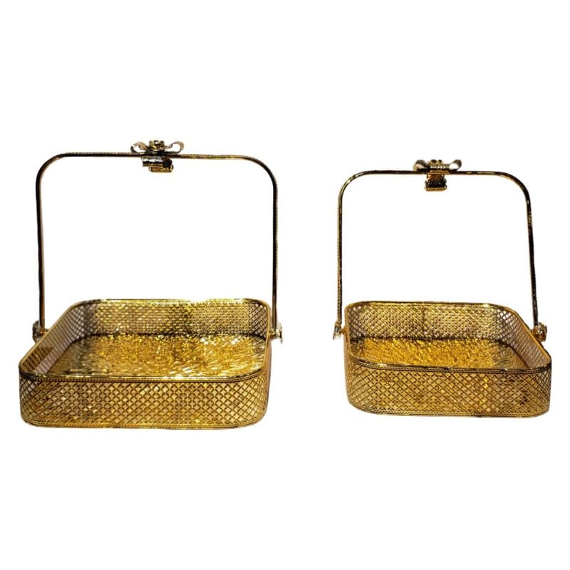 Luxury Gold Mesh Candy & Fruit Basket {Set Of 2}