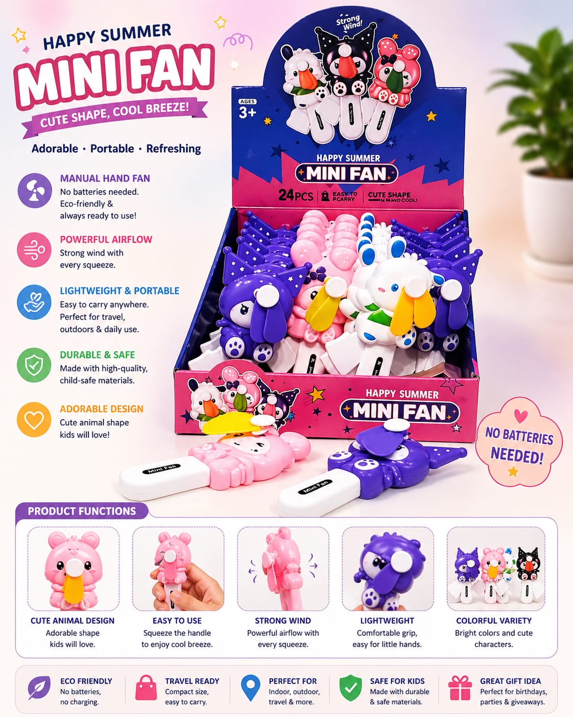Twinkle Bunny Hand Fan {Each Piece}