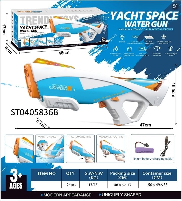B/O Water Gun,W/Li Battery+Usb,P.Bx