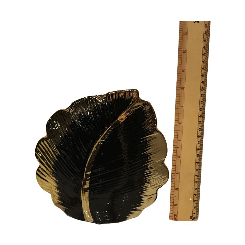 Leaf Shaped Black Vase