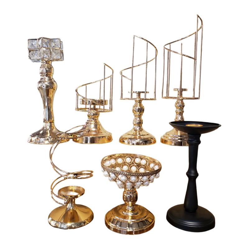 Sculptural gold and crystal candle holders {Each Piece}