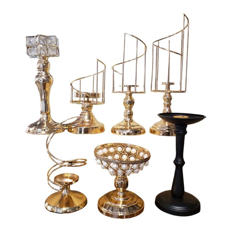 Sculptural gold and crystal candle holders {Each Piece}