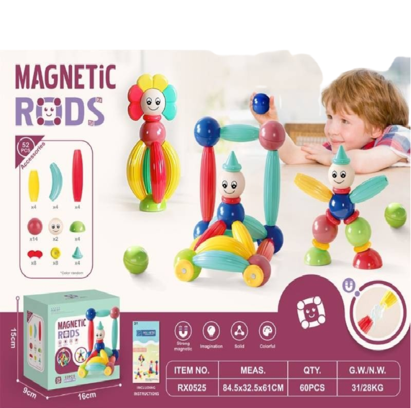 Magnetic Diy Blocks Set 52 Pcs