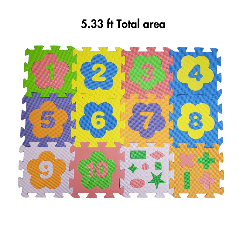 12 Pcs Numbering Puzzle Mat with Shapes and signs