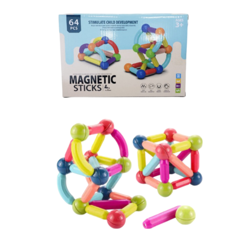 Magnetic Play Sticks 64 Pcs