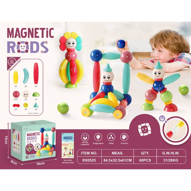 Magnetic Diy Blocks Set 52 Pcs