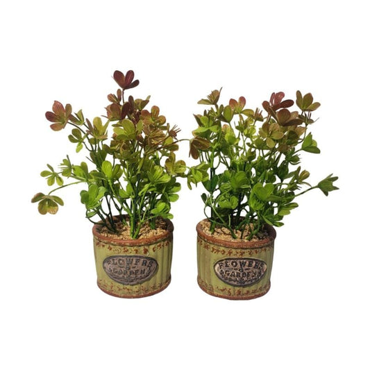 Mini Faux Greenery in Vintage Pot {Each Piece}