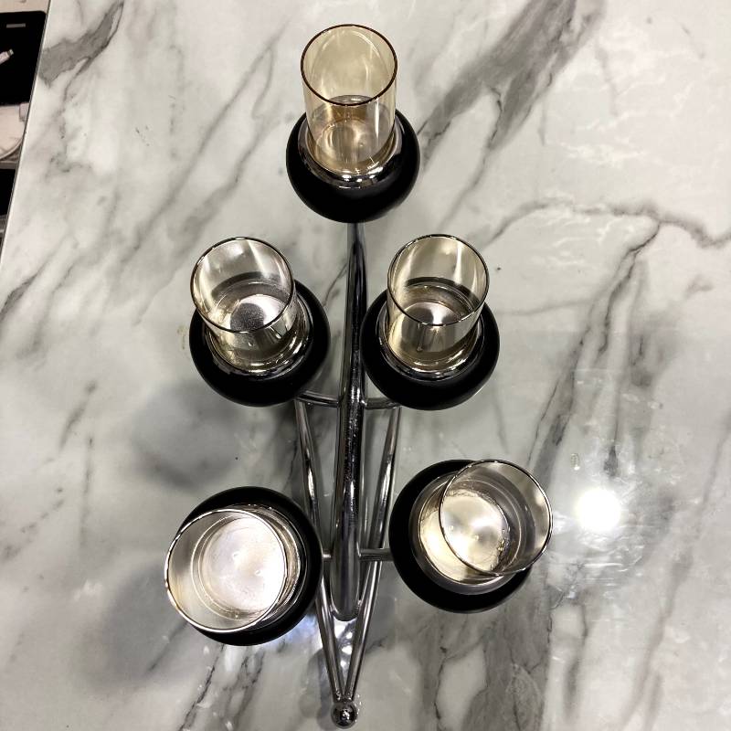 5 Steps Silver Candle Stand