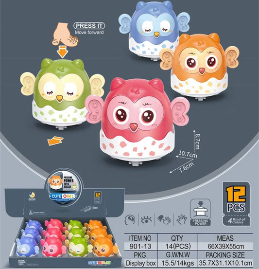 Press And Go Owl 12Pcs D.Bx