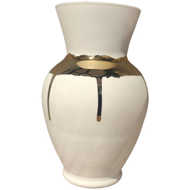 White Vase With Golden Lines {Large Size}