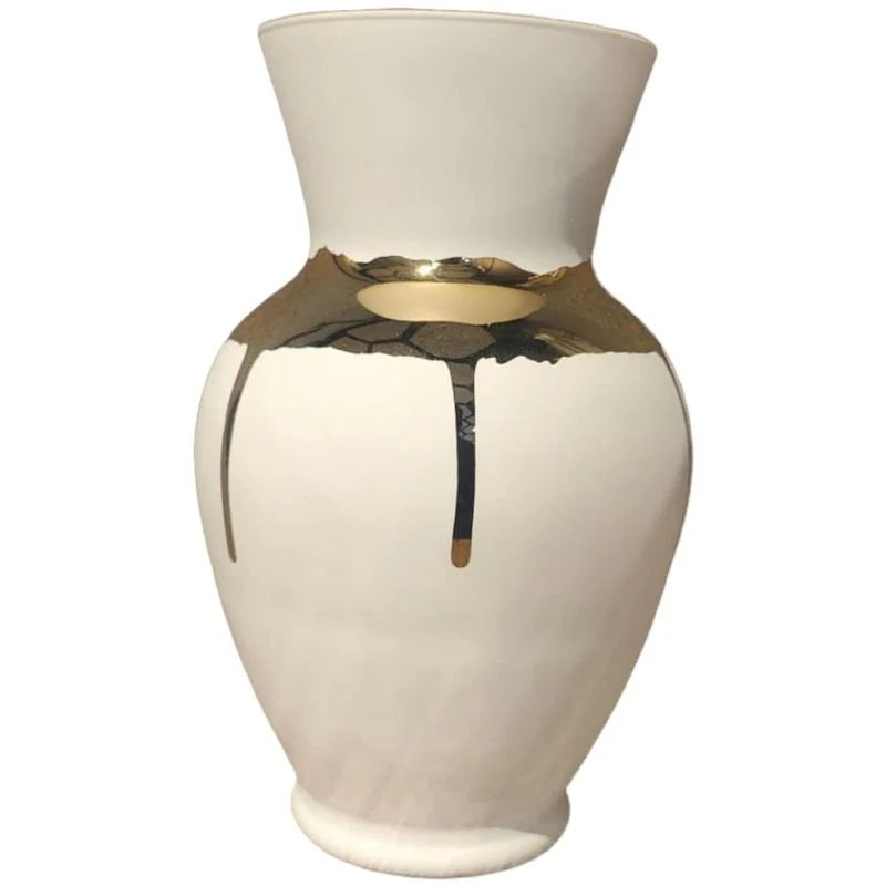 White Vase With Golden Lines {Large Size}