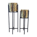 Matt Black & Golden Pot {2pcs set}