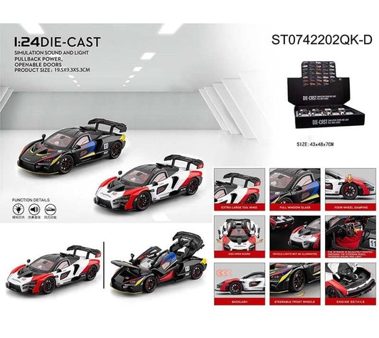 1:24 McLaren P1 GTR Diecast Toy Car W/Light Sound {Each Piece}