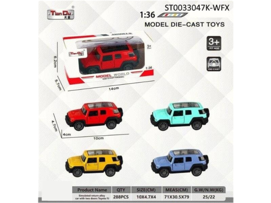 1:36 P/B Die Cast Car, 4 Color, W,Bx