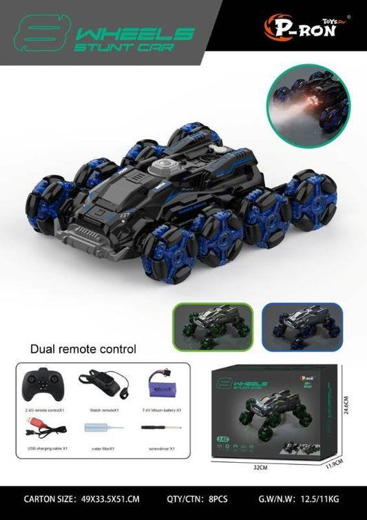 8 Wheels Stunt R/C Spray Car,2 Color Mix