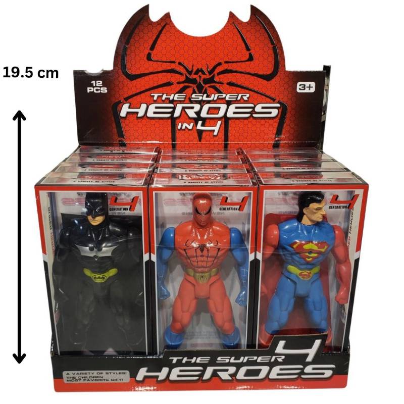 19.5Cm Batman Spiderman Supermanw Light,3Asst 12Pcs D.Bx