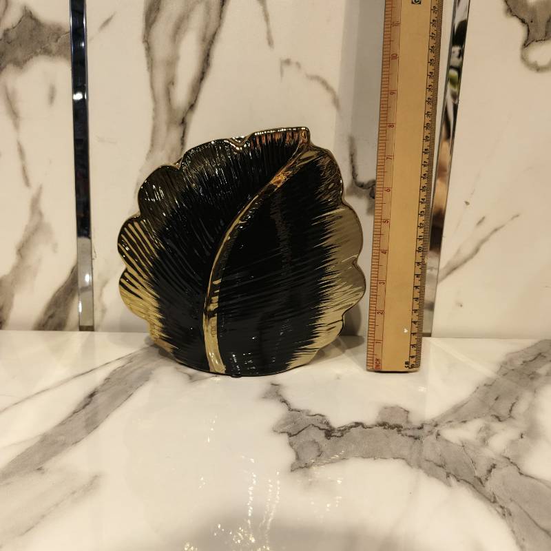 Leaf Shaped Black Vase