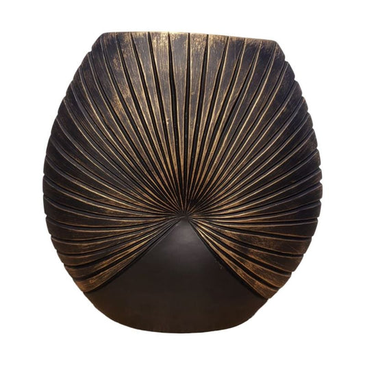 Bronze & Black Ribbed Palm Leaf Vase