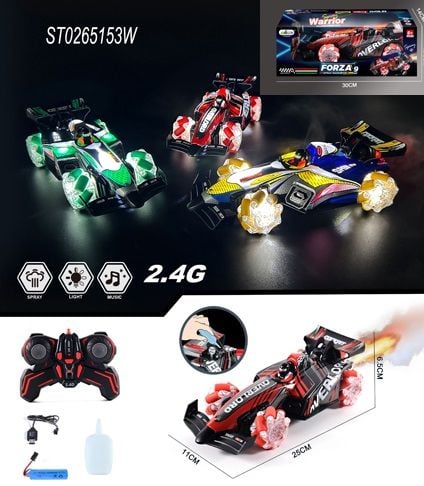R/C F1 Car W/Spray 3 Clrs Mix W/3.7V