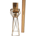 Tall Geometric Gold Metal Candle Holder