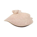 Ceramic leaf tray with a perching bird