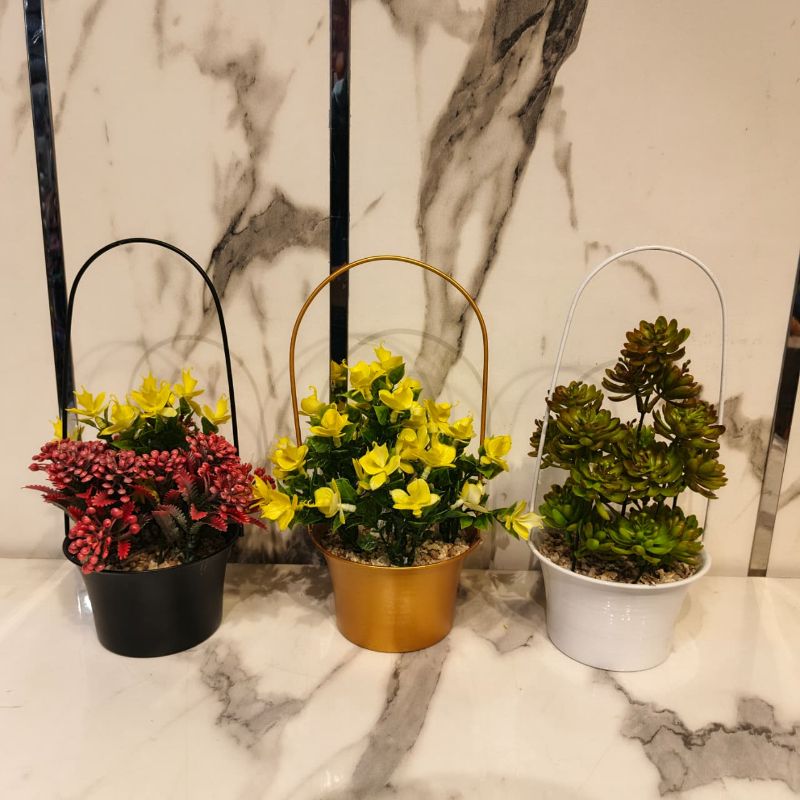 Metal Flowers Bucket