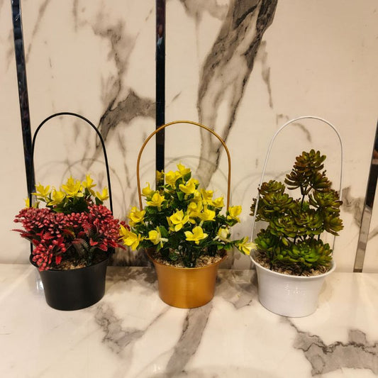 Metal Flowers Bucket