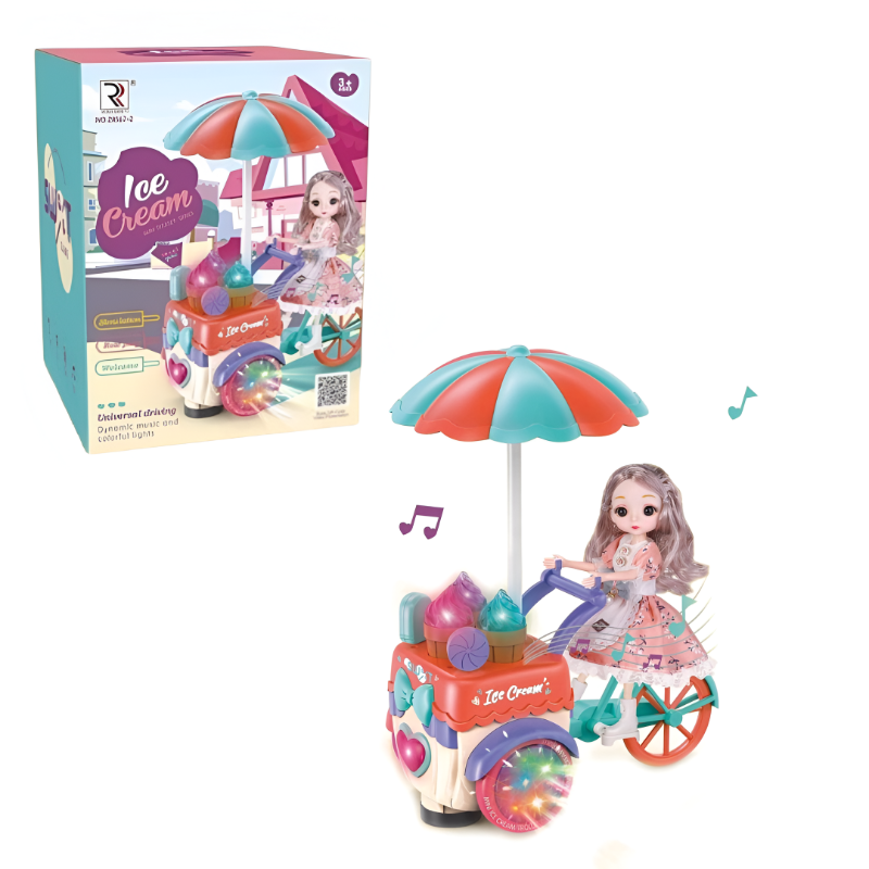 Doll with ice cream Cart B/O