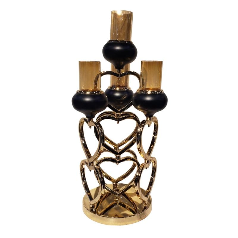 Gold Heart-shaped Candle Stand