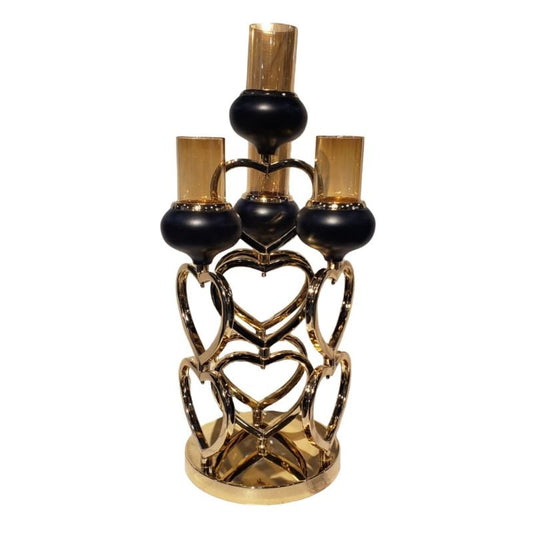 Gold Heart-shaped Candle Stand