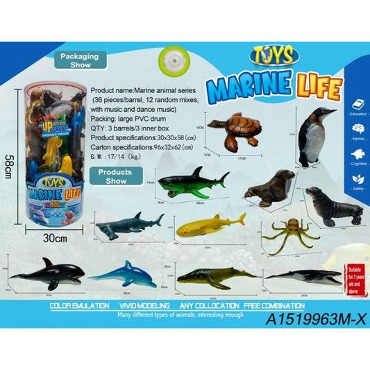 Sea Animals Set,W/Music,W/2*Ag13,36Pcs/P