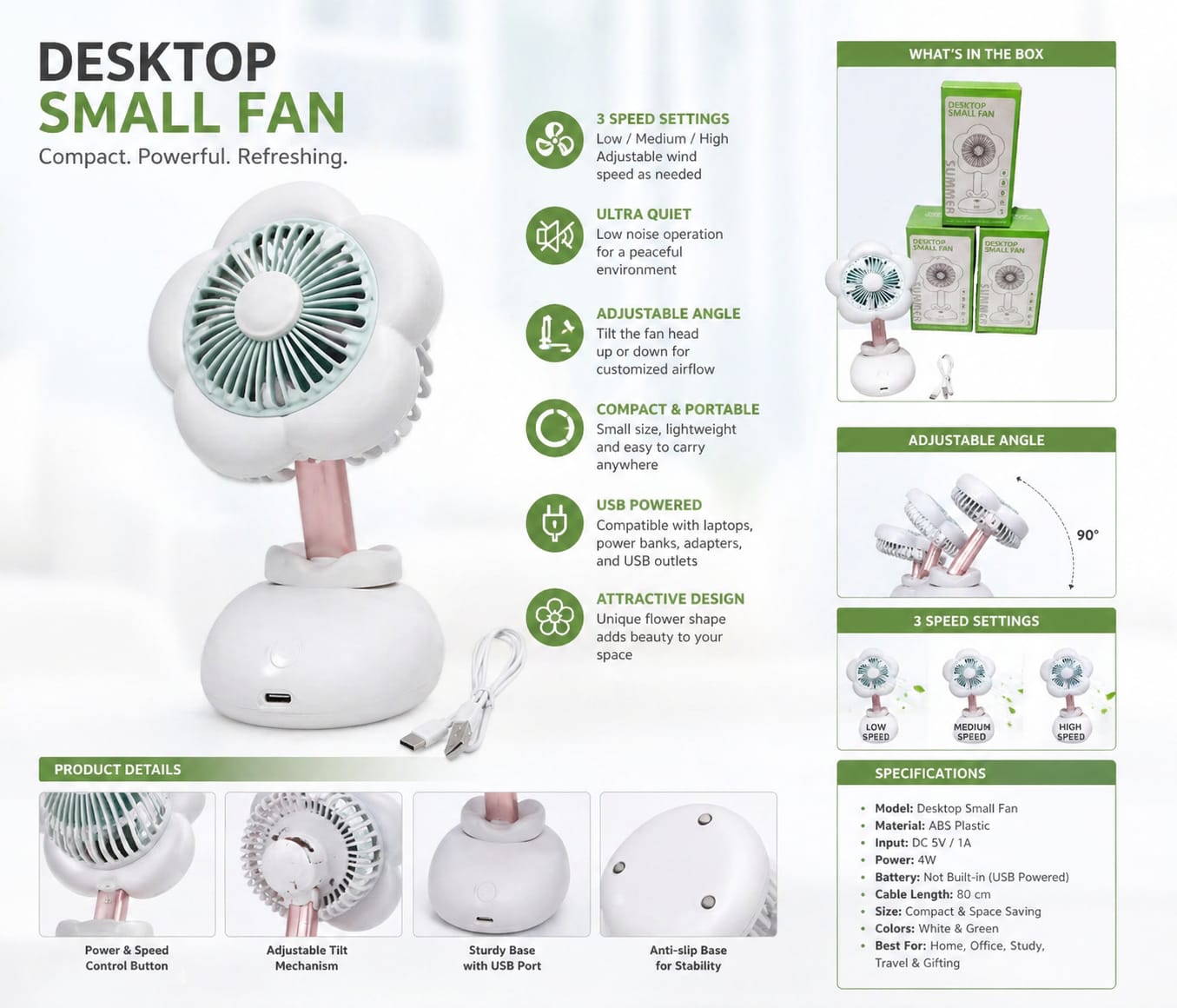 “Blossom Breeze Desk Fan