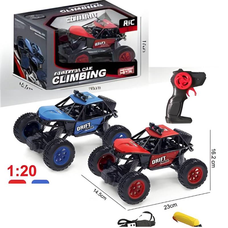 1:20 4Func R/C Climbing Car, Metal Shell, With 3.7V Li Battey + Usb, Red & Blue, W.Box