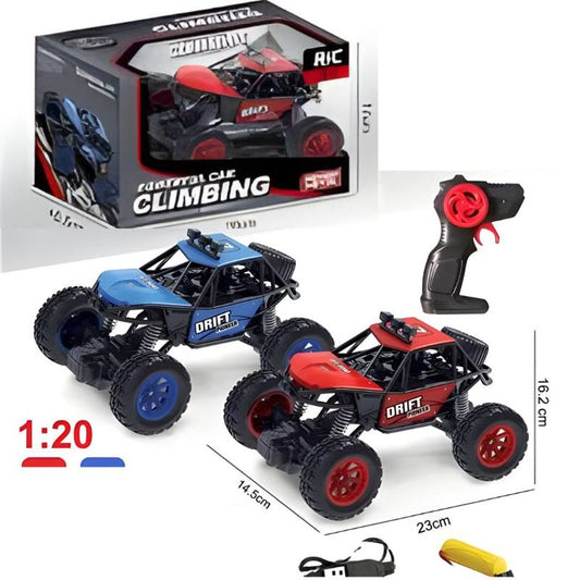 1:20 4Func R/C Climbing Car, Metal Shell, With 3.7V Li Battey + Usb, Red & Blue, W.Box