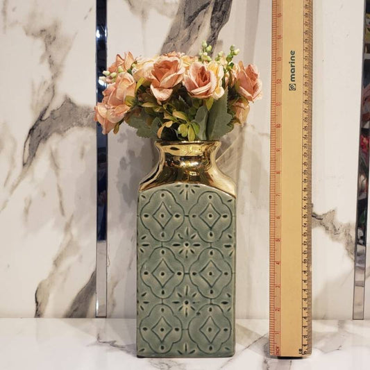 Light Green Colour Vase Large W/O Bunch