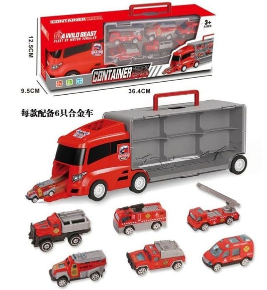 Container Truck,W/6 Alloy Car, T.Bx