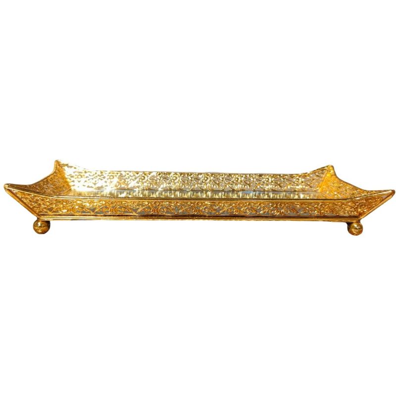 Gold Color Long Mirror Tray M