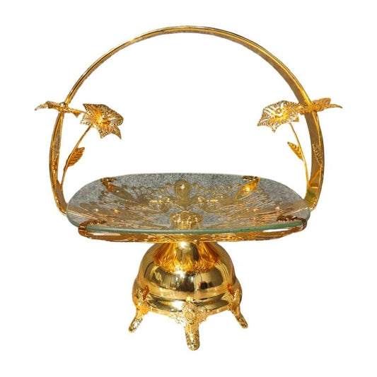 Metal And Glass Decorative Serving Platt